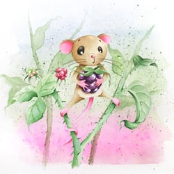 Maus mit Brombeere