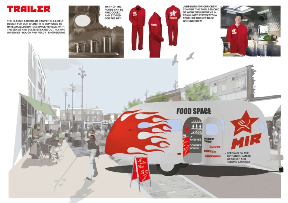 MIR food space – der Wagen und Arbeitskleidung