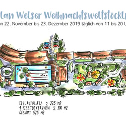 Eisstockbahn Welser Weihnachtswelt Eventillustration