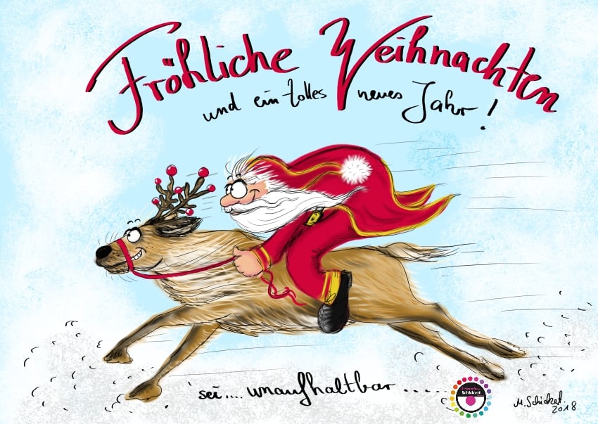 sei unaufhaltbar im neuen Jahr Weihnachtsillustration Cartoonart Comicart