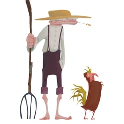 Farmer and his Rooster concept