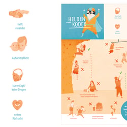 infografik „do’s and don’ts“ plakat für die boulderhalle felshelden – klettern in warnemünde