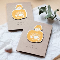 Linoldruck „you are my sunshine“/ Postkarte mit 3D-Motiv