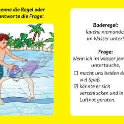 Frage-Antwortkarte zum Spiel „Schwimmen macht Spaß!“
