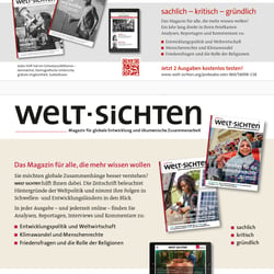 Print-Anzeigen für das Magazin WELT-SICHTEN