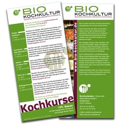 Flyer für einen Veranstalter von Kochkursen.