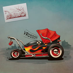 Early Rodder – Illustration nach Tuscheskizze