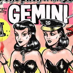 „Gemini“, Zodiac & Pin-up Girls illustration series, 2024, procreate + photoshop