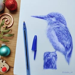 Eisvogel als Kulizeichnung