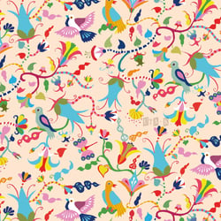 Muster Blumen und Vögel und Kringel