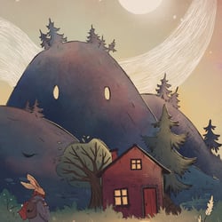 „Mr. Rabbit is finally home after a long journey.“