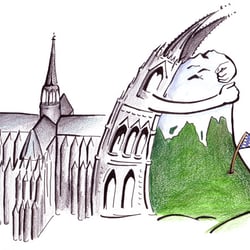 Der Kölner Dom umarmt die Zugspitze (Postkartenmotiv)