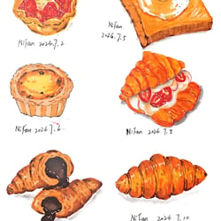 Illustration, Lebensmittelillustration, Dessert, Getränke, Handzeichnung, Alkoholmarker, Grußkarte, Print