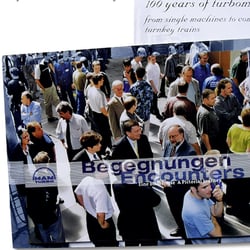 Kunde: MAN Turbo Layout und Reinzeichnung der Broschüren Begegnungen und 100 years of turbomachinery