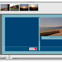 Designer mit Buchliste und Liste der Fotos (oben).