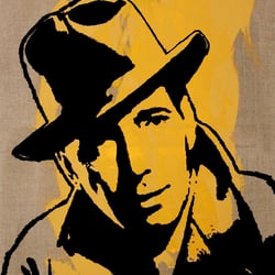 Humphrey Bogart 60 × 80 cm Acryl auf Naturleinen