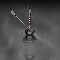 Gitarre im Nebel