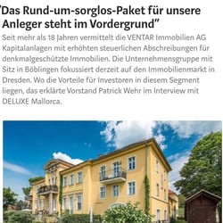 Blog für die VENTAR AG über denkmalgeschützte Immobilien in Dresden
