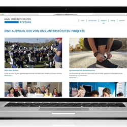 Webdesign für Karl und Ruth Mayer Stiftung, Obertshausen – Ansicht für Notebook