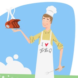 Koch bei einer Barbecue Grillparty (Vektor)