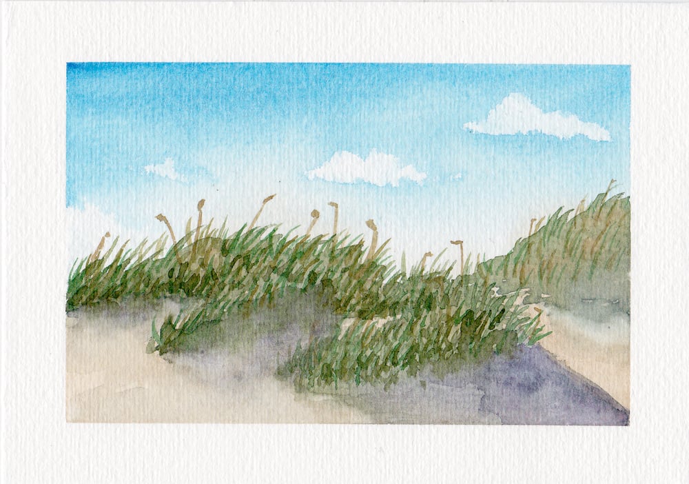 Düne Küste Wolken Himmel Strand 08062020 Aquarell Kopie BEARB Klein