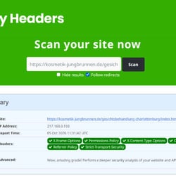 Kosmetik Jungbrunnen Landingpage – Security Header
