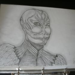 Alien Bleistift-Zeichnung ohne Vorlage auf A3