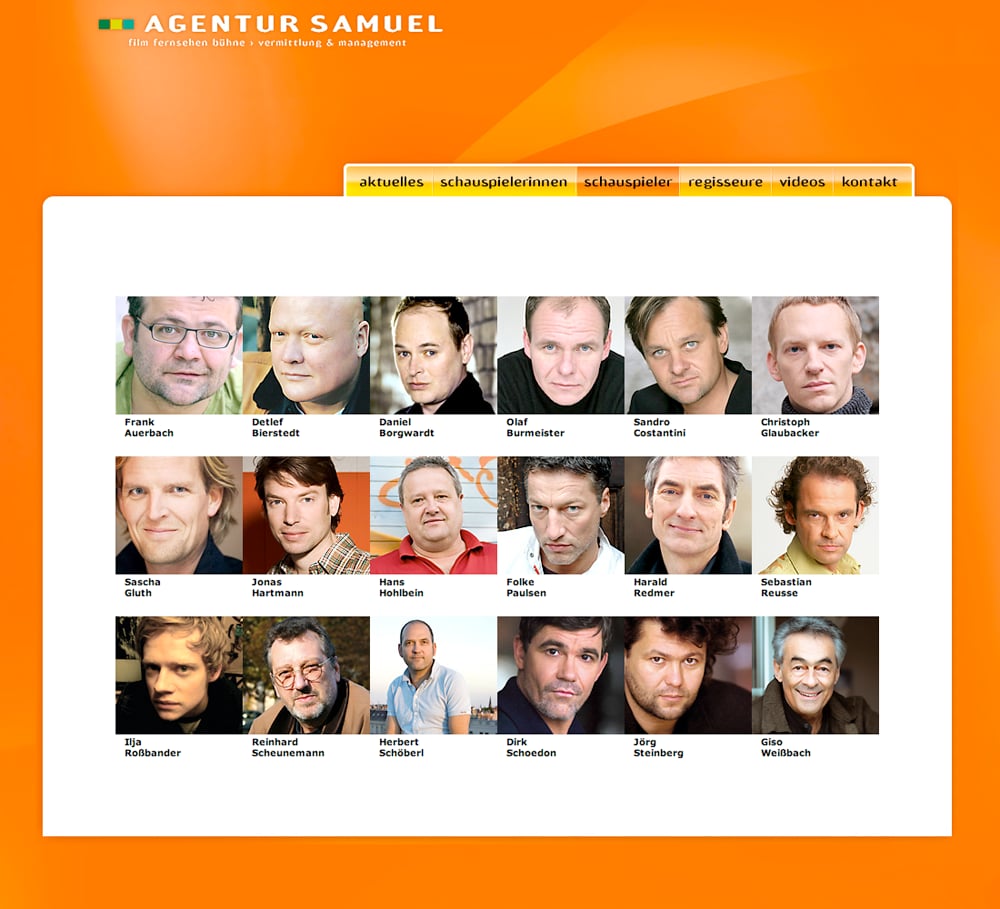 Schauspieler Übersichtsseite