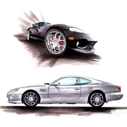 Aston Martin & Viper (Copic Marker)