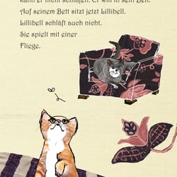 Buchgestaltung (Bild und Text) zu dem Kinderbuch „Katzenrabatz“ von Sabine Ludwig