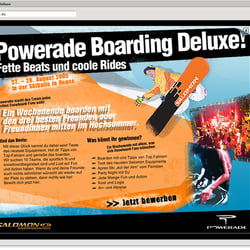 Powerade (Coca Cola GmbH) – „Powerade Boarding Deluxe” Kampagne – Flash Microsite – Ideenfindung/Screendesign 2005