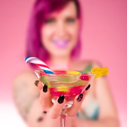 sweets cocktail girl lolipop marshmellow tattoo pink hair queen 3 7frames