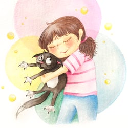 Mädchen mit Katze