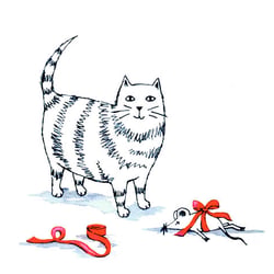 Katze mit Geschenk