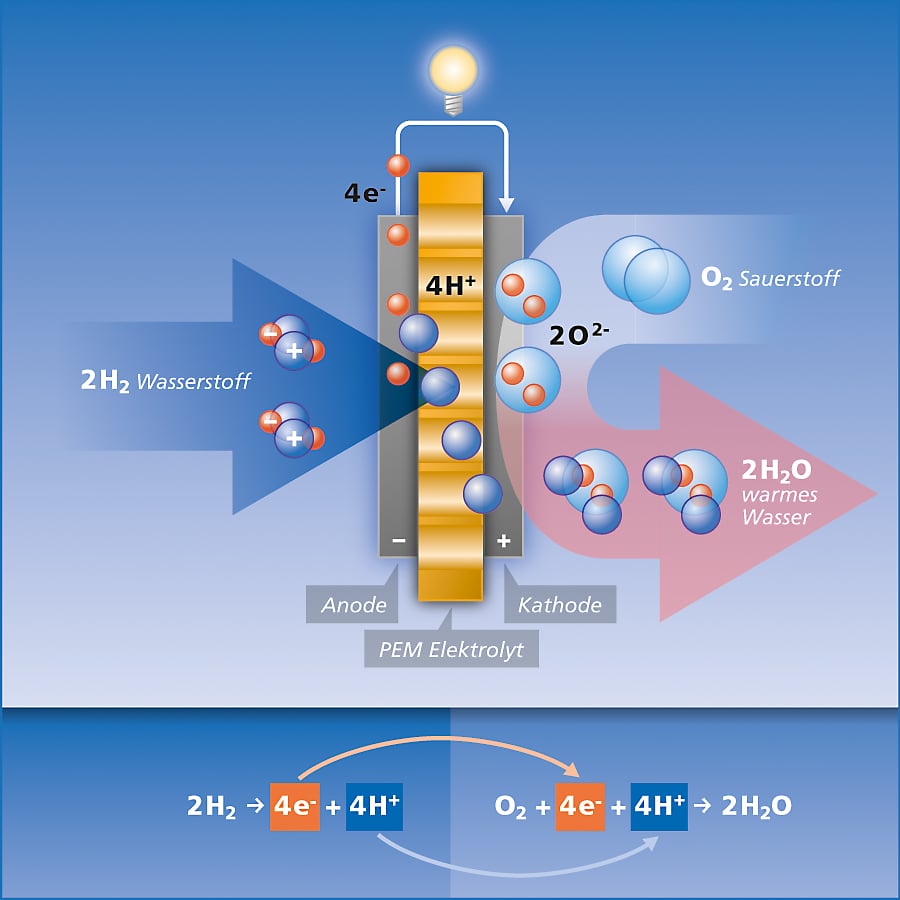 Funktionsschema Brennstoffzelle
