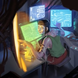 ‚Mrs. Bones‘ KartenIllu für ‚Netrunner‘