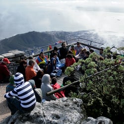 demonstrators for peace in tibet on top of the tablemountain