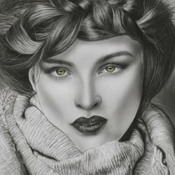 Smaragdener Blick (Emerald Gaze): Kohle-Realismus von Mary G
