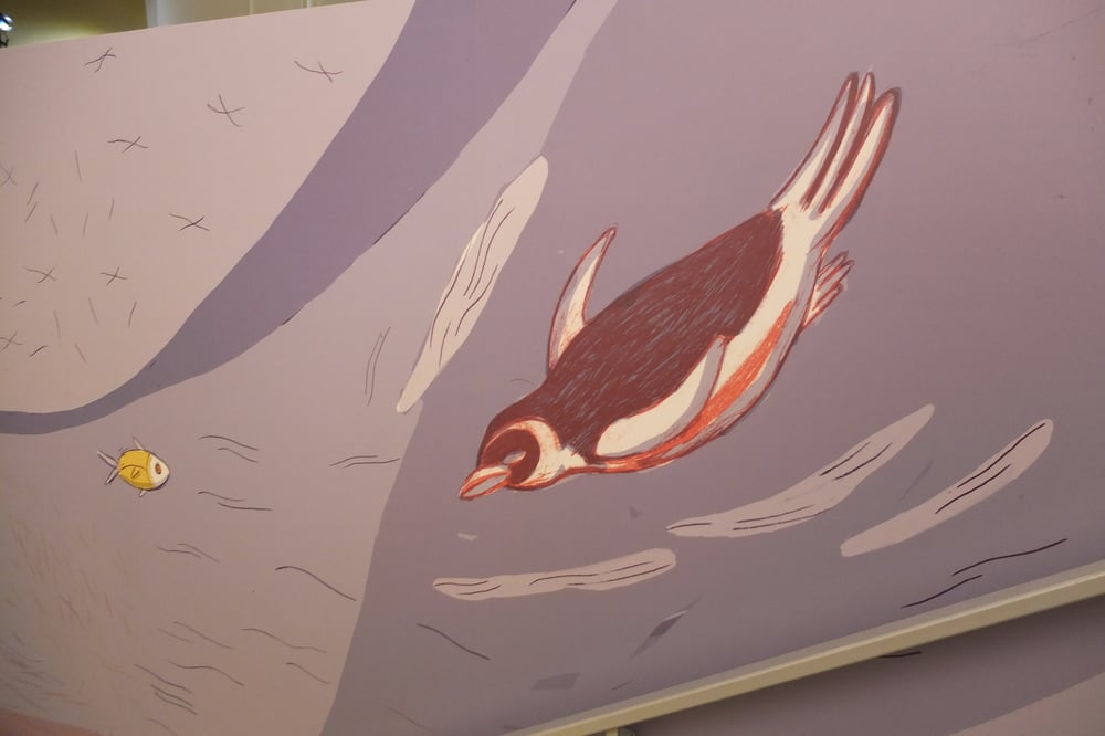 Wandgrafik „Meer“ (Ausschnitt) zu Alexander von Humboldts Reise nach Südamerika, Humboldt-Box, Berlin, 2017