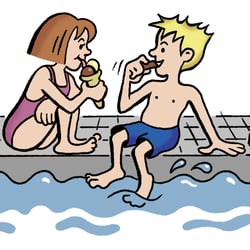 2 Kinder im Schwimmbad