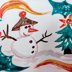 2000 Illustration Carte de voeux Bonhomme de neige de Noël