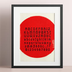 Bleisatz-Poster DIN A4 – Alphabet der Meierschrift von Schelter & Gieseke mit farbigem Hintergrund