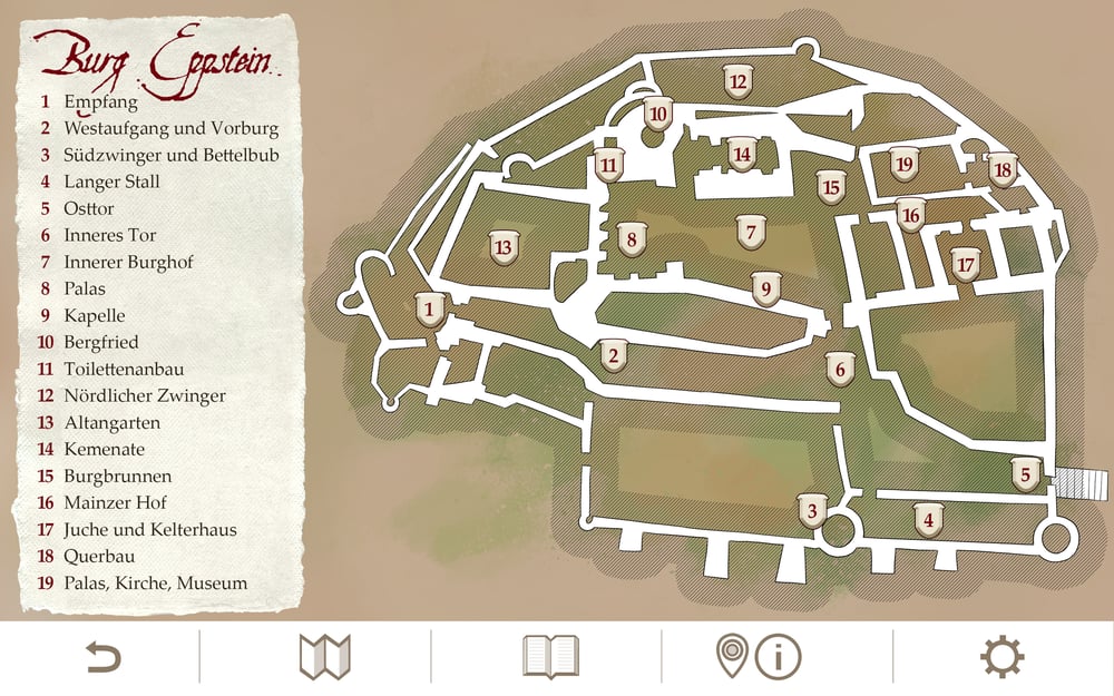 Ansicht der Karte der App „Burg Eppstein“