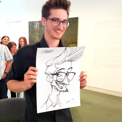 Live-Karikatur auf Papier