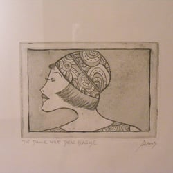 die dame mit der haube : aquatintaradierung 2003