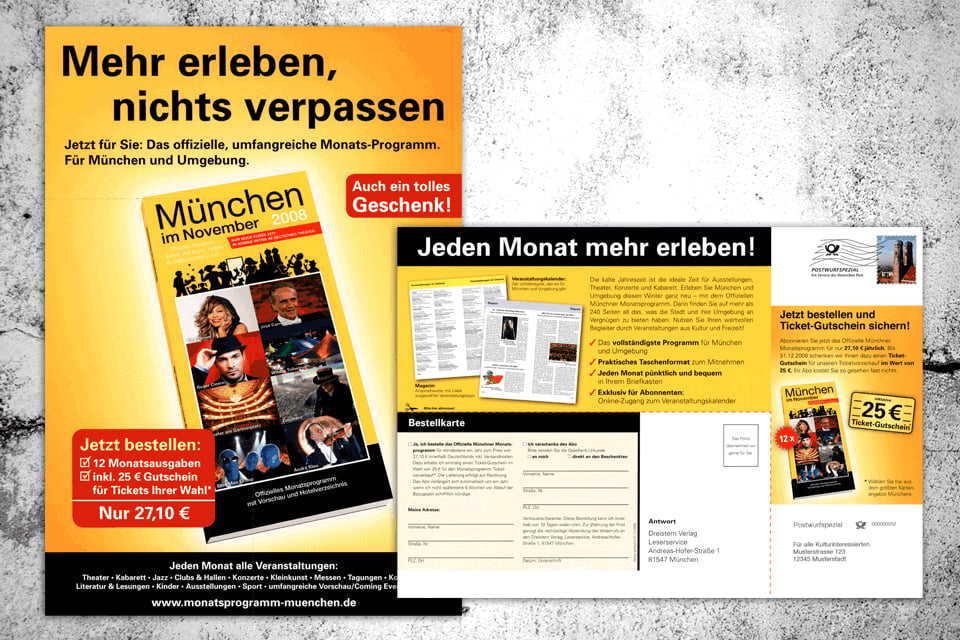 Mailing für den Dreistern-Verlag