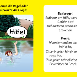 Frage-Antwortkarte zum Spiel „Schwimmen macht Spaß!“