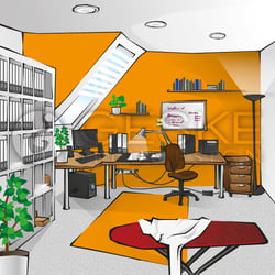 Illustration: Energiesparen am Arbeitsplatz