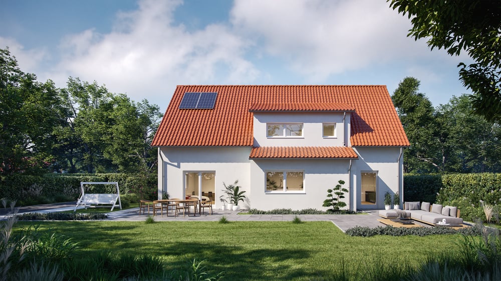 Privates Haus im Grünen, Blick vom Garten