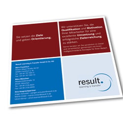 result learning & transfer | Imagekampagne | Klappkarten